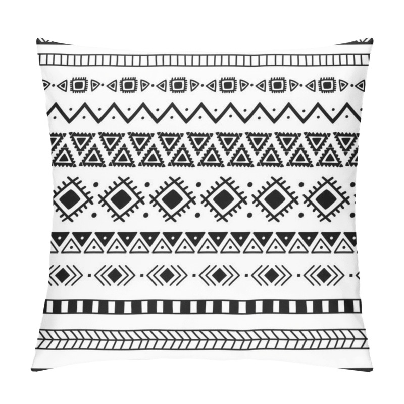 Personality  Seamless Ethnic Pattern. Handmade. Horizontal Stripes. Black-and Pillow Covers