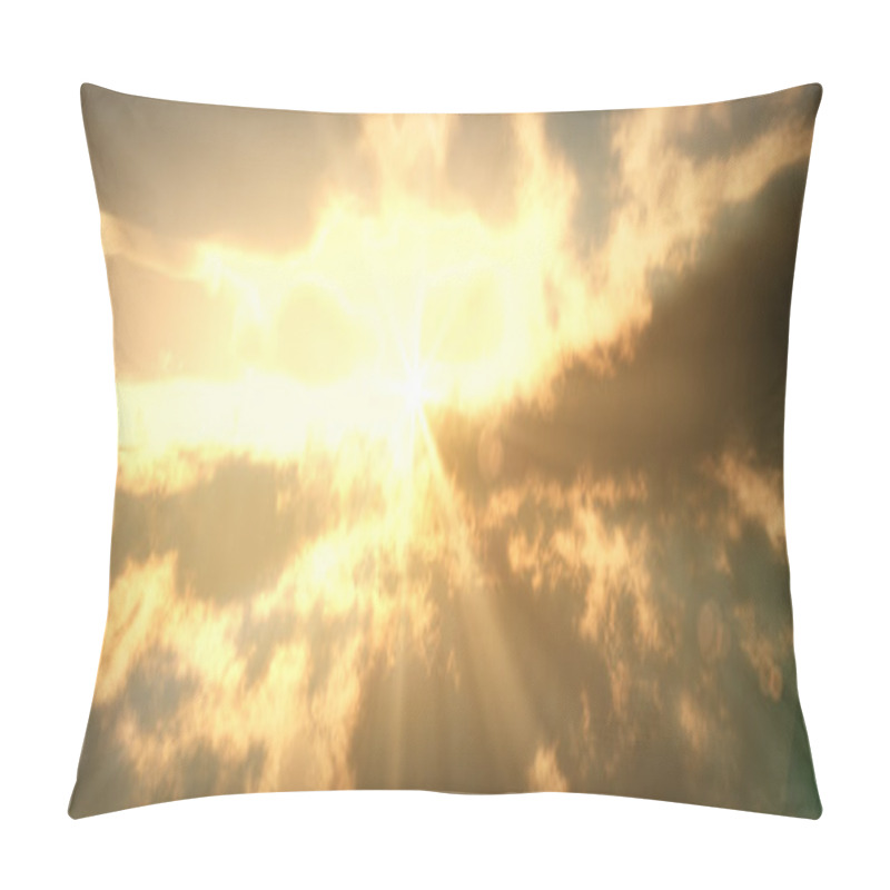 Personality  Religious Background With Clouds And God Rays Pillow Covers