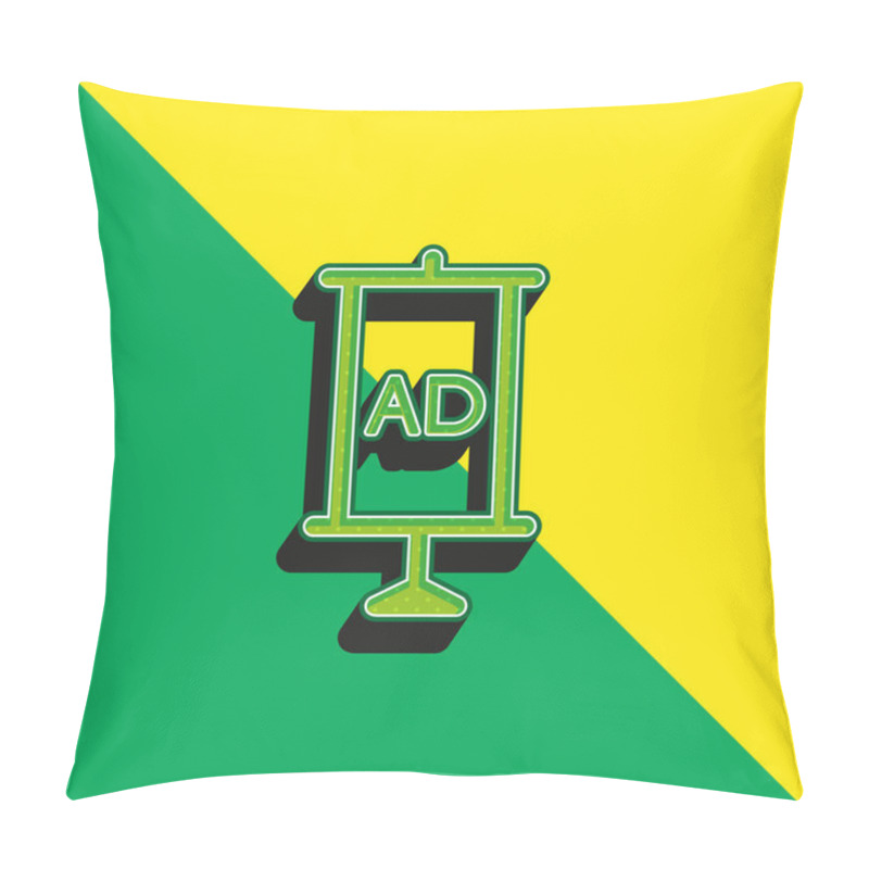 Personality  AD Board Green And Yellow Modern 3d Vector Icon Logo Pillow Covers