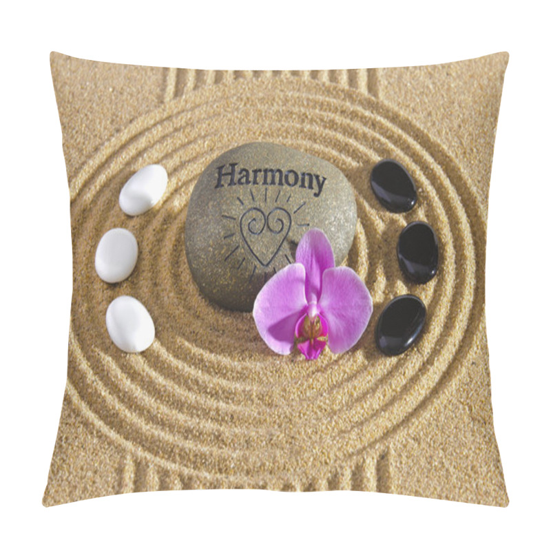 Personality  Japanese Zen Garden Of Tranquility With Stone In Textured Sand Pillow Covers