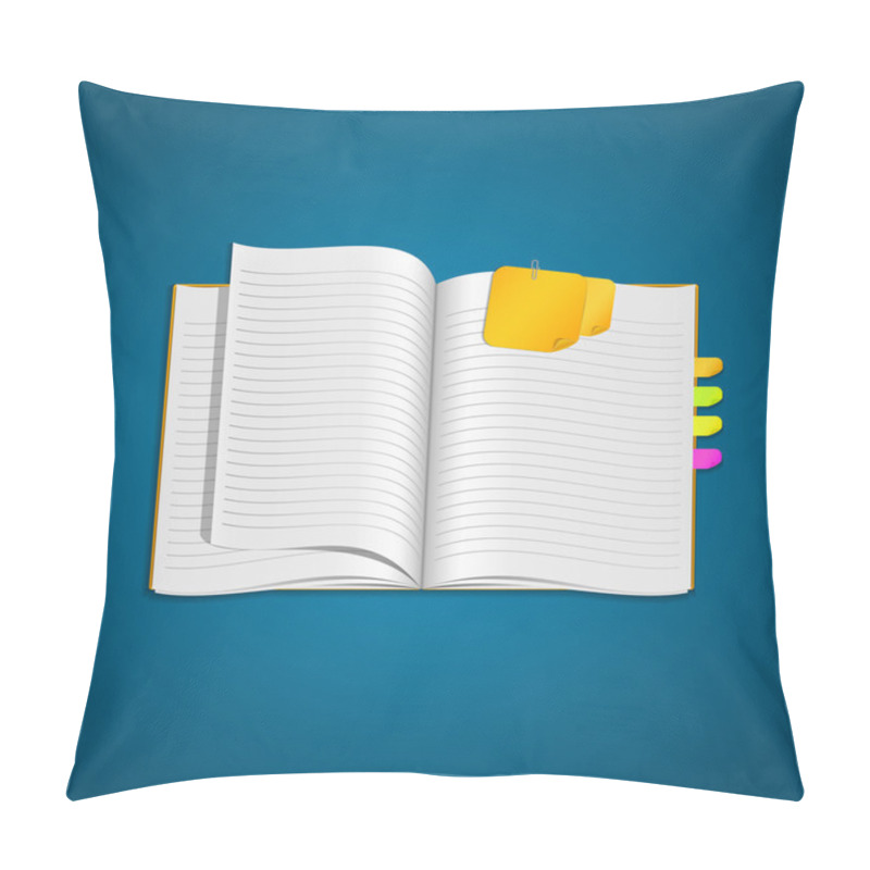 Personality  Vector Open Personal Organizer On Blue Background Pillow Covers