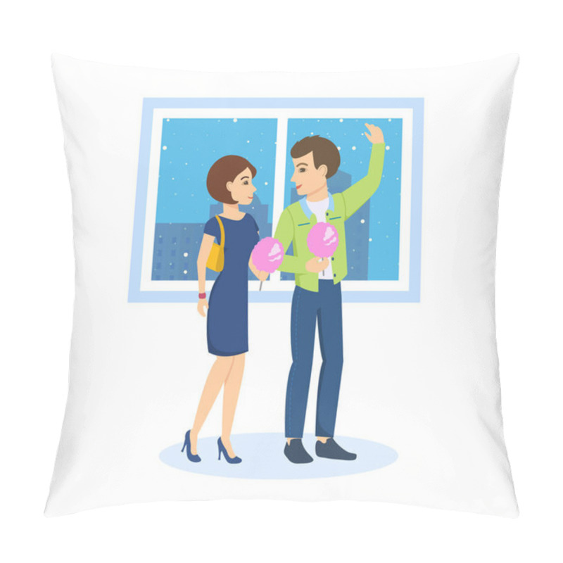 Personality  Couple In Love Walks On Background To Streets Of City. Pillow Covers