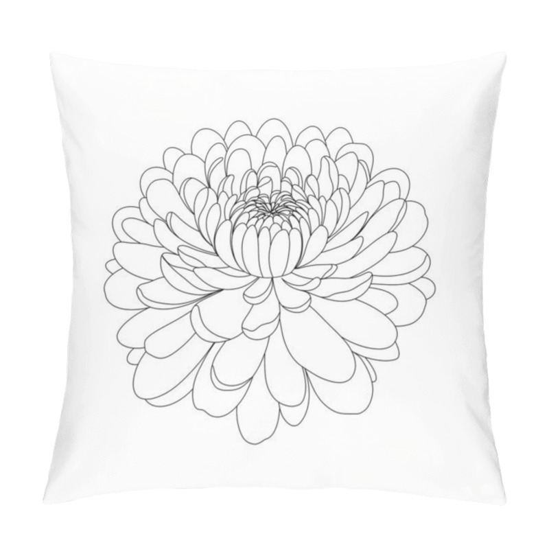 Personality  Minimalist Line Art Illustration Of A Flower. Simple And Elegant, Ideal For Botanical Art, Coloring Pages, Or Floral Decor. Line Art Chrysanthemum.  Pillow Covers