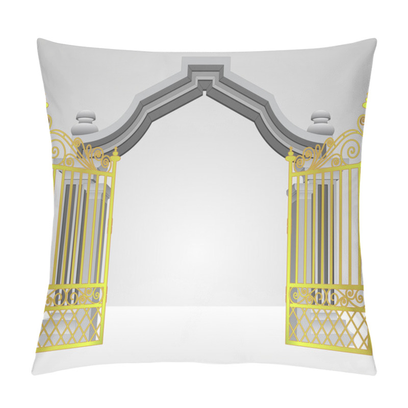 Personality  Heavenly Gate With Open Gold Fence Vector Pillow Covers