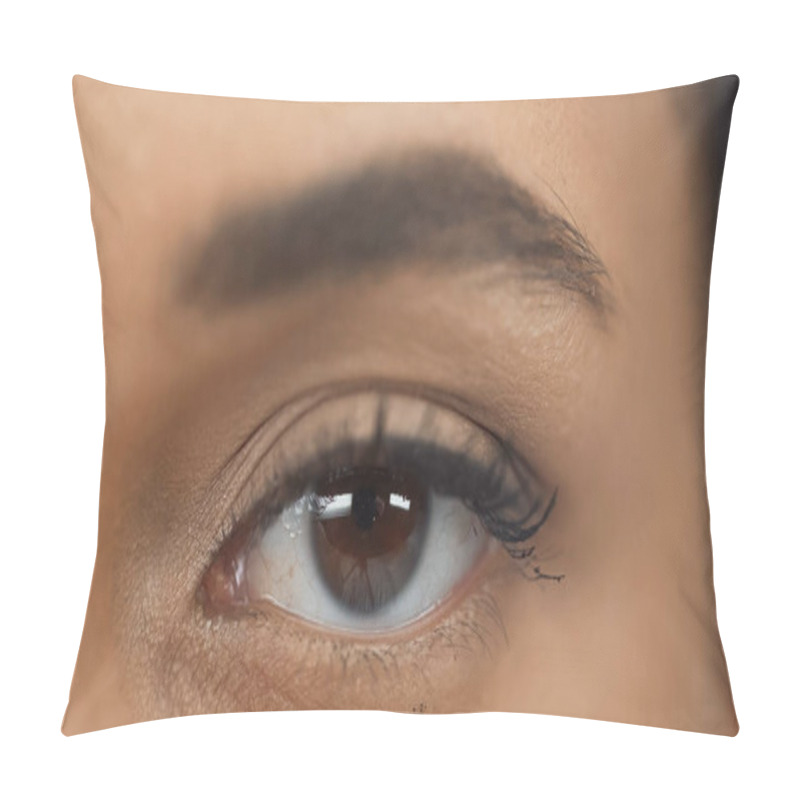 Personality  Cropped View Of African American Woman With Brown Eye Pillow Covers