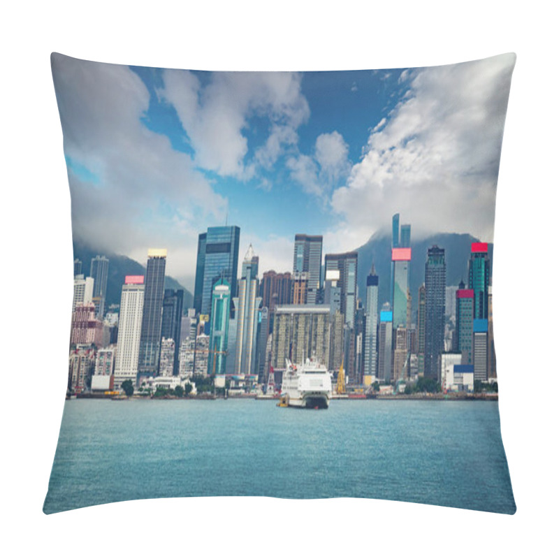 Personality  Hong Kong City Skyline Business Center With A Dramatic Sky . Pillow Covers