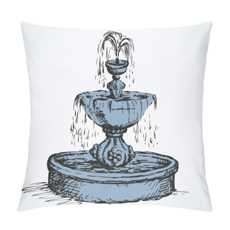 Personality  Old Fountain. Vector Drawing Pillow Covers