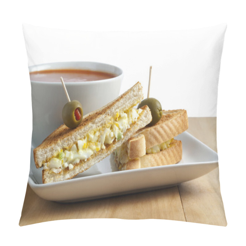 Personality  Breakfast Sandwich With Egg And Tomato Soup On A Bowl Pillow Covers