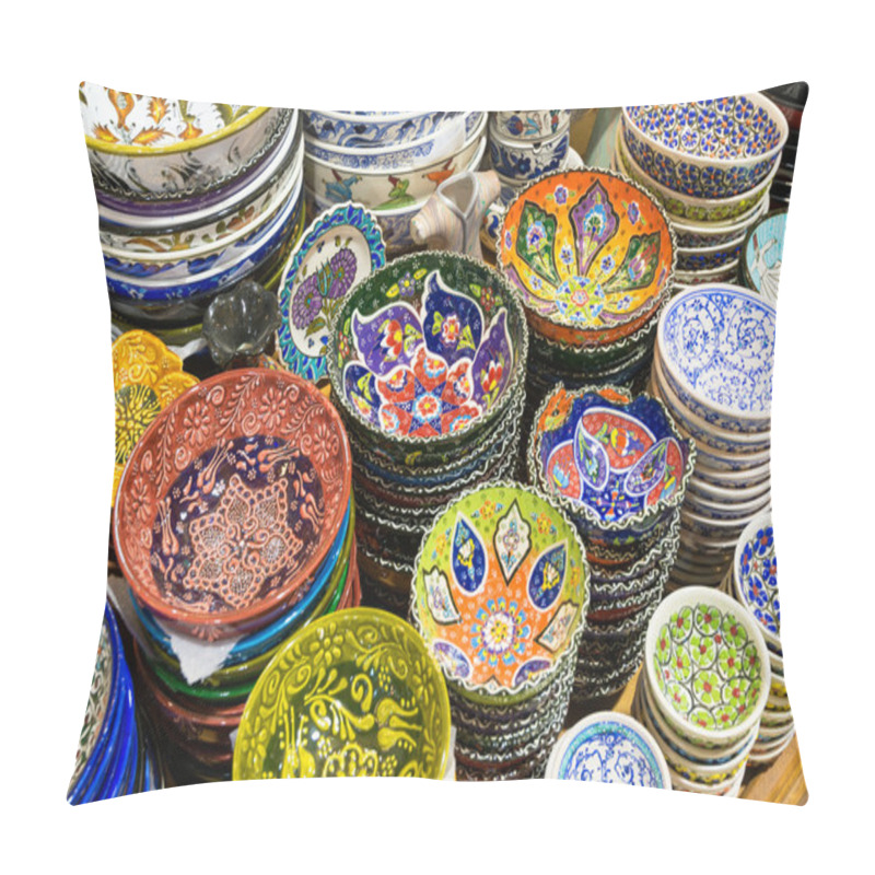 Personality  Turkish Ceramics In The Grand Bazaar In Istanbul, Turkey Pillow Covers