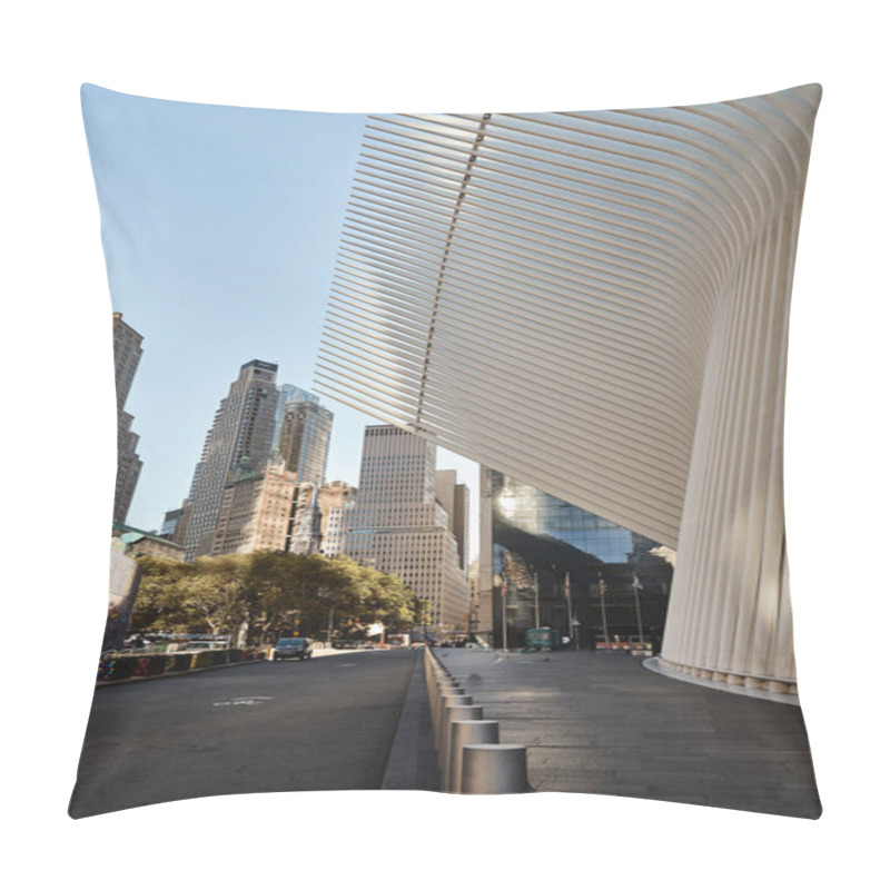 Personality  An Empty Street In New York City With The Oculus In The Background. Pillow Covers