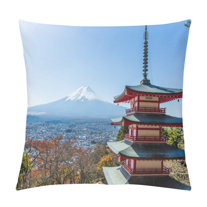 Personality  Mt. Fuji Viewed From Behind Chureito Pagoda Pillow Covers