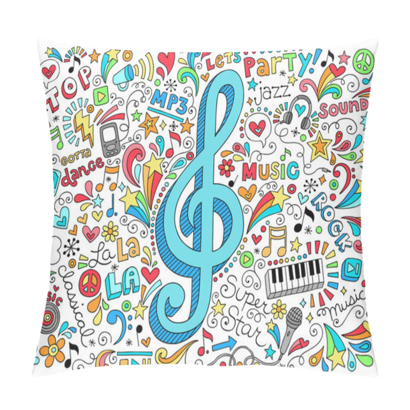 Personality  Music Note Sketchy Back To School Doodles Pillow Covers