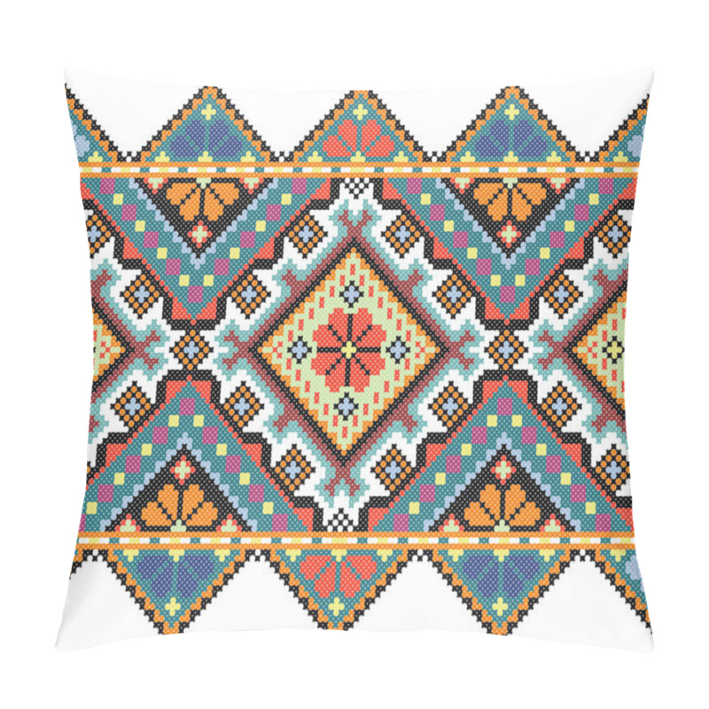 Personality  Embroidered Old Handmade Cross-stitch Ethnic Ukraine Pattern. Ukrainian Towel With Ornament. Rushnyk Style In Vector Pillow Covers