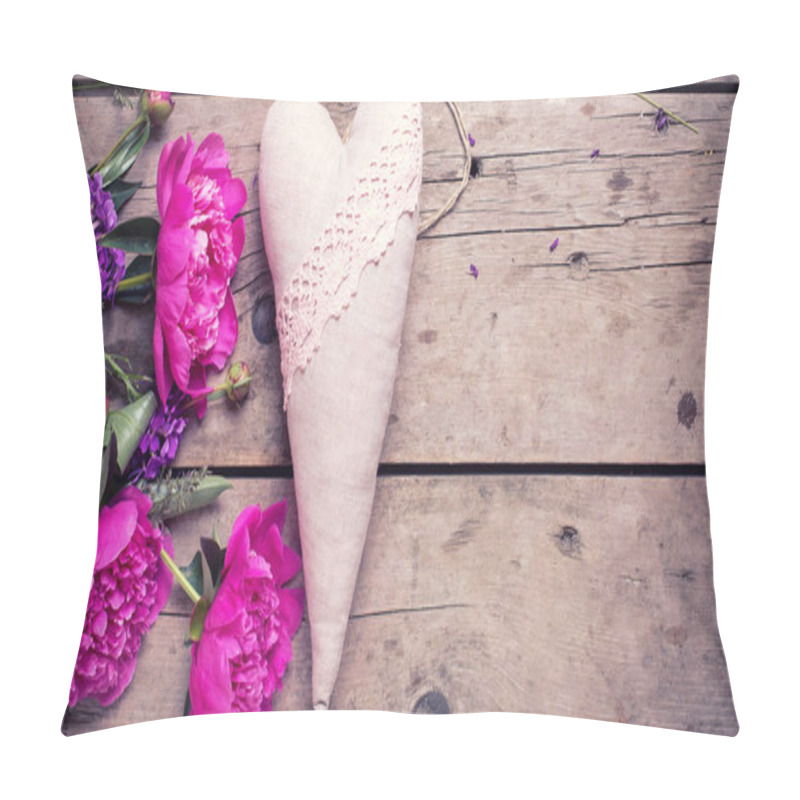 Personality  Pink Peonies Flowers And Decorative Heart  Pillow Covers