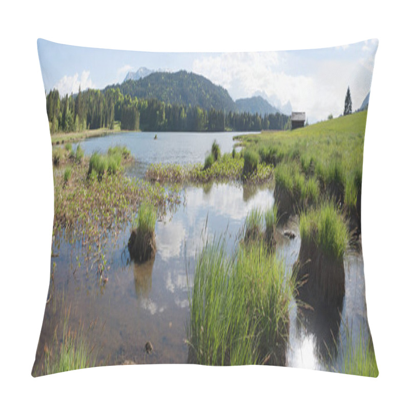 Personality  Idyllic Lake Geroldsee With Marshy Lakeside And Bogbean Plants I Pillow Covers