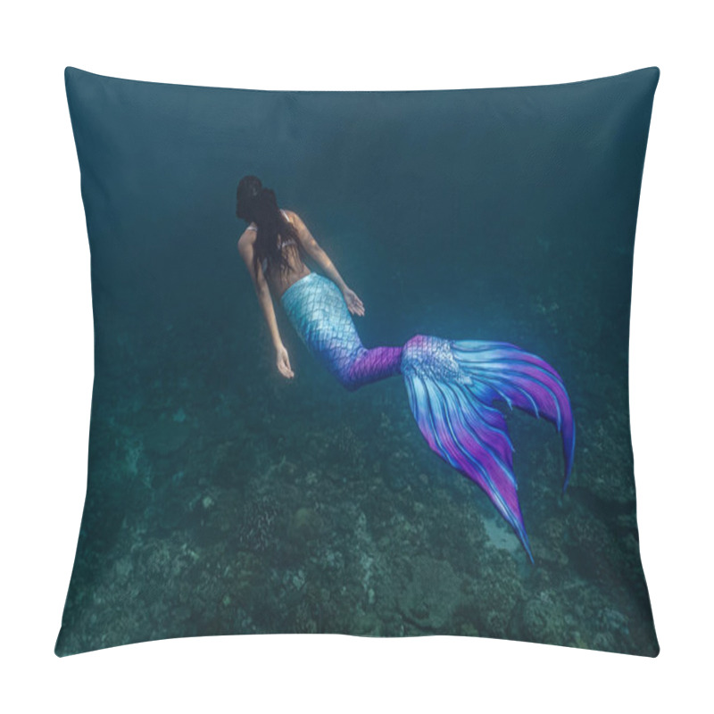 Personality  Female Free Diver In Sexy Mermaid Costume. Pillow Covers