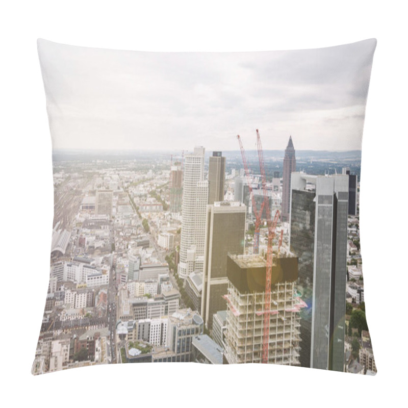 Personality  Aerial View Of Cityscape With Skyscrapers And Buildings In Frankfurt, Germany  Pillow Covers