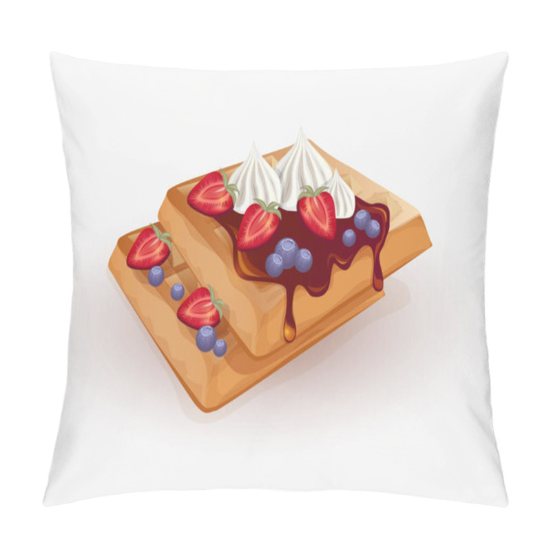 Personality  Waffles With Chocolate Icing, Berries And Meringues On A Light Background Pillow Covers