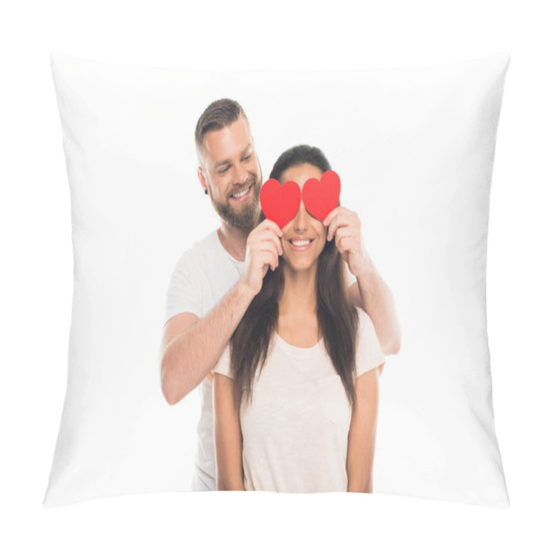 Personality  Couple With Red Hearts Pillow Covers