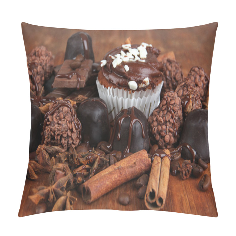 Personality  Tasty Cupcake With Different Sweets Close Up Pillow Covers