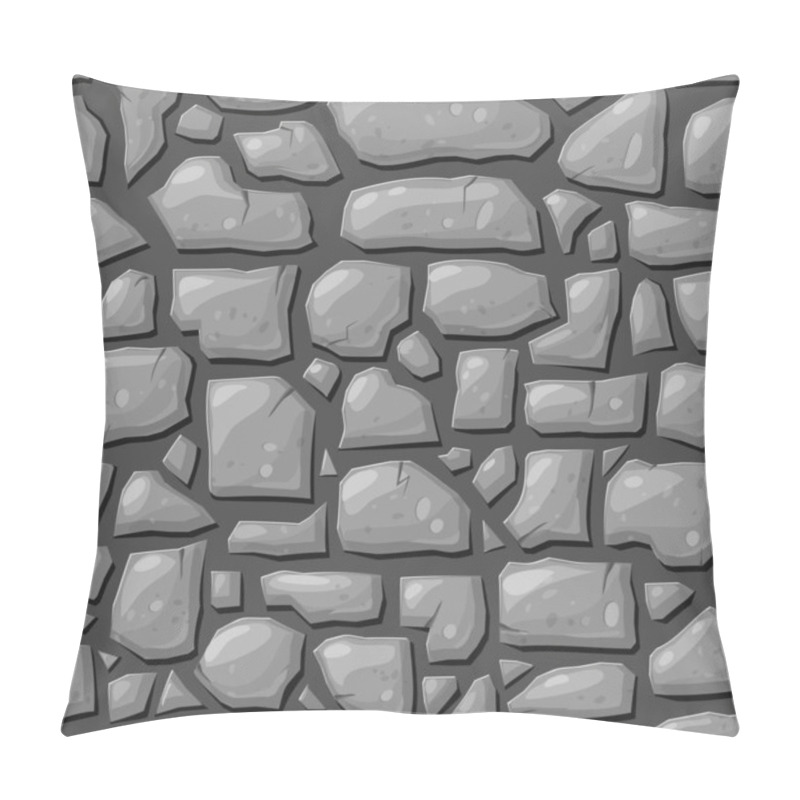 Personality  Seamless Gray Stones Background. Rock Or Cobblestone Texture For Casual Game Design. Vector Cartoon Style Illustration. Masonry Wall. Stone Plate Or Paving Stone Tile. Dungeon Or Cave Wall Decor Pillow Covers