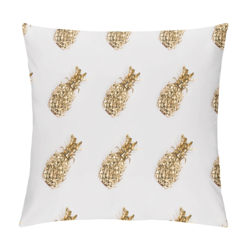 Personality  Full Frame Of Arranged Golden Pineapples Isolated On Grey Pillow Covers