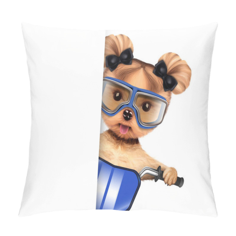 Personality  Funny Racer Dog With Bicycle. Sport Concept Pillow Covers