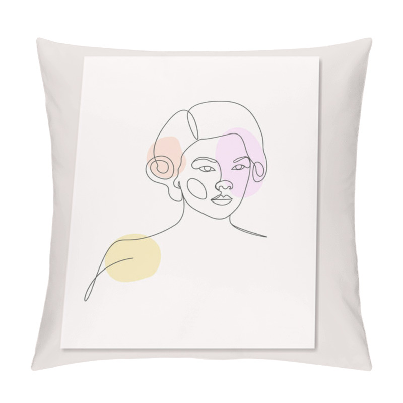 Personality  Beautiful Woman Line Drawing Girls Abstract Face One Line Art Poster Pillow Covers