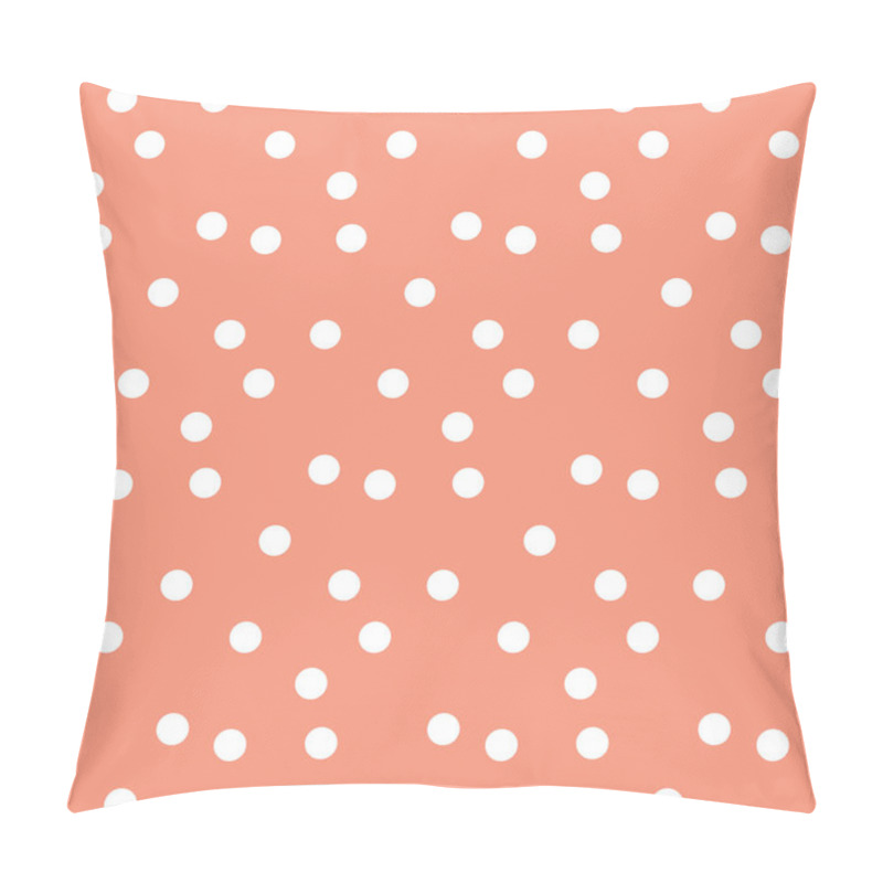 Personality  Peach Colour Background In White Dots Seamless Vector Pattern Pillow Covers