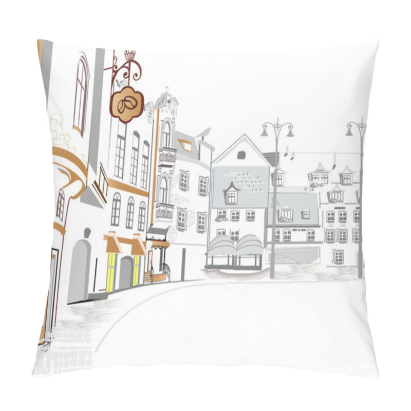 Personality  Series Of Street Cafes In Old City Pillow Covers