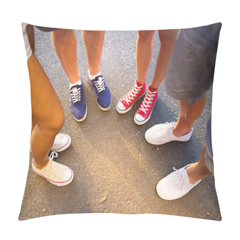 Personality  Legs Of Boys And Girls Standing On The Sidewalk Pillow Covers