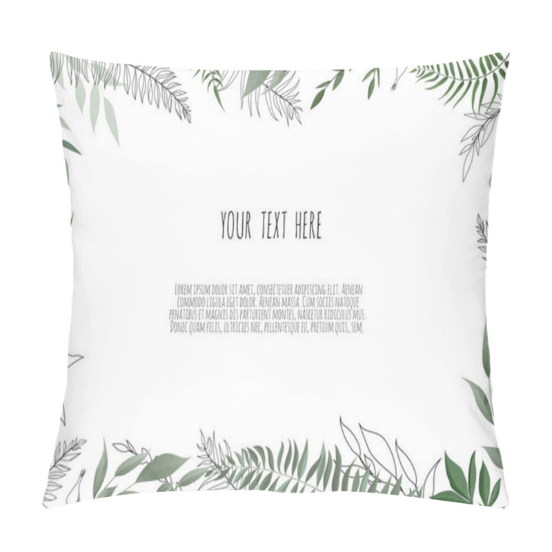 Personality  Vector Floral Botanical Card Design With Leaves Pillow Covers