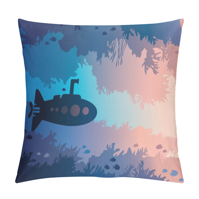 Personality  Submarine, Underwater Cave, Coral Reef, Sea. Pillow Covers