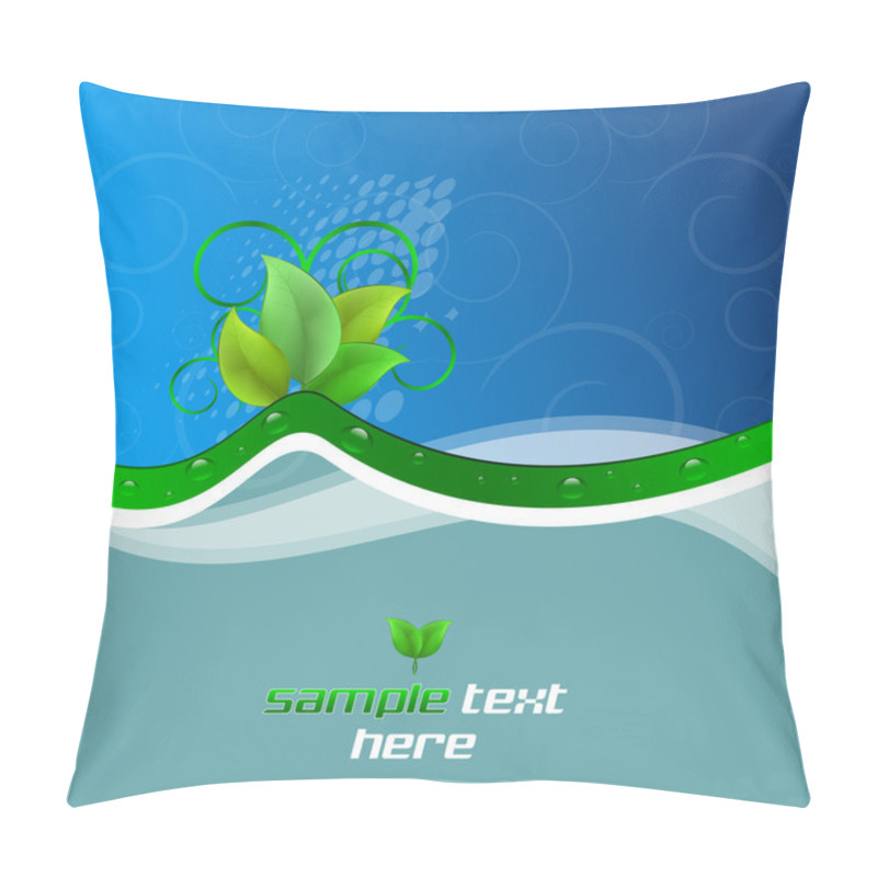 Personality  Background With Ecological Theme, Green Leaves And Water Drops Pillow Covers