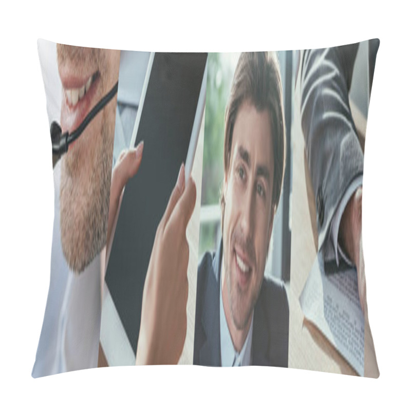 Personality  Collage Of Office Workers With Gadgets  Pillow Covers