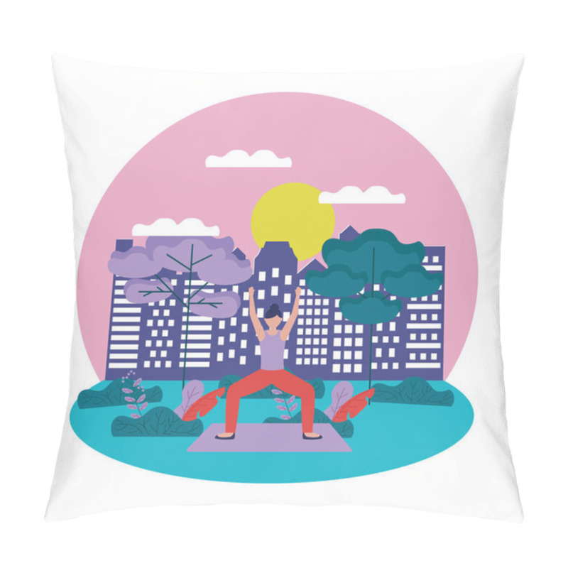 Personality  Girl Doing Yoga Pose Vector Design Pillow Covers