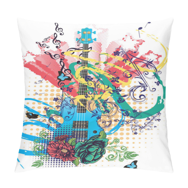 Personality  Grunge Guitar Illustration Pillow Covers