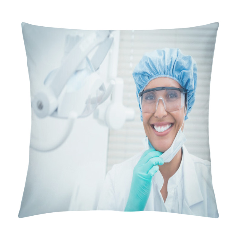 Personality  Female Dentist Wearing Surgical Cap And Safety Glasses Pillow Covers