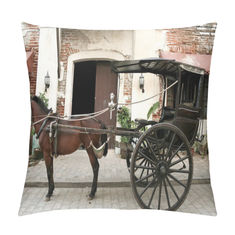 Personality  Calesa Horse Drawn Carriage Vigan In The Philippines Pillow Covers