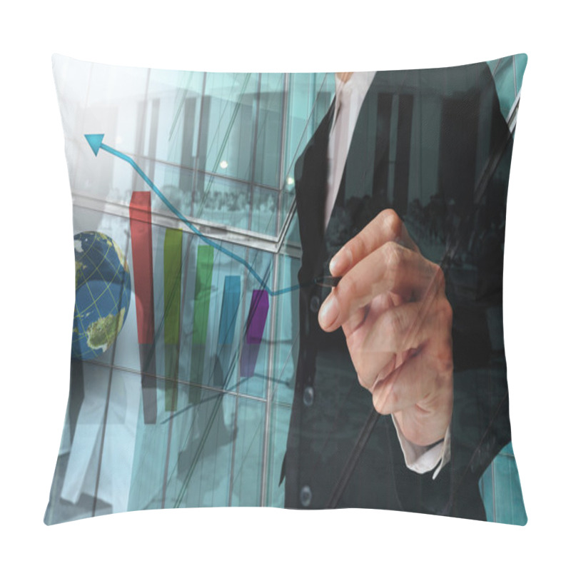 Personality  Double Exposure Of Businessman And Business Meeting Or Seminar Pillow Covers