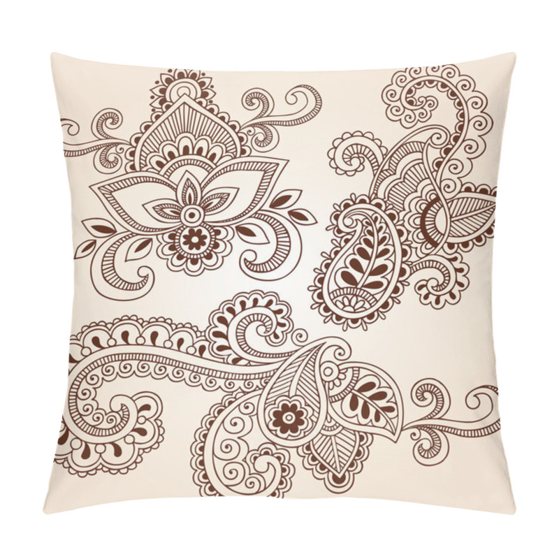 Personality  Henna Mehndi Tattoo Doodles Vector Design Elements Pillow Covers