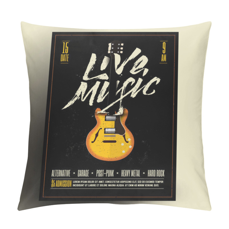 Personality  Vintage Styled Retro Live Rock Music Party Or Event Poster, Flyer, Banner. Vector Template. Vector Illustration. Pillow Covers