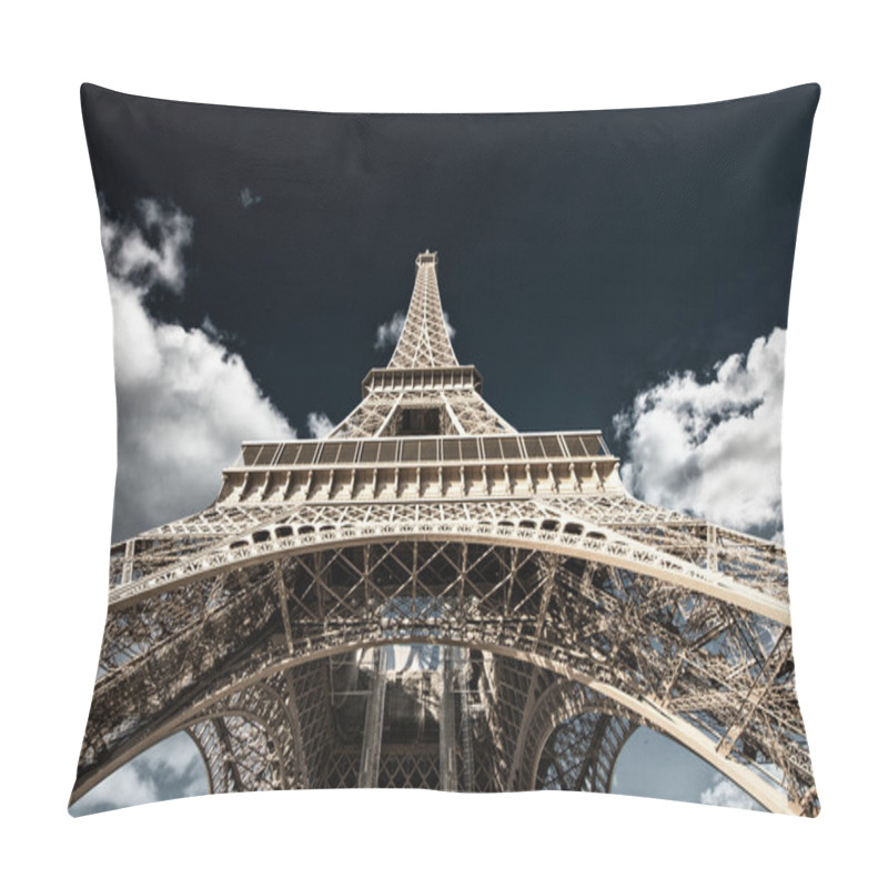 Personality  Paris. Powerful Structure Of Magnificent Eiffel Tower At Sunset Pillow Covers