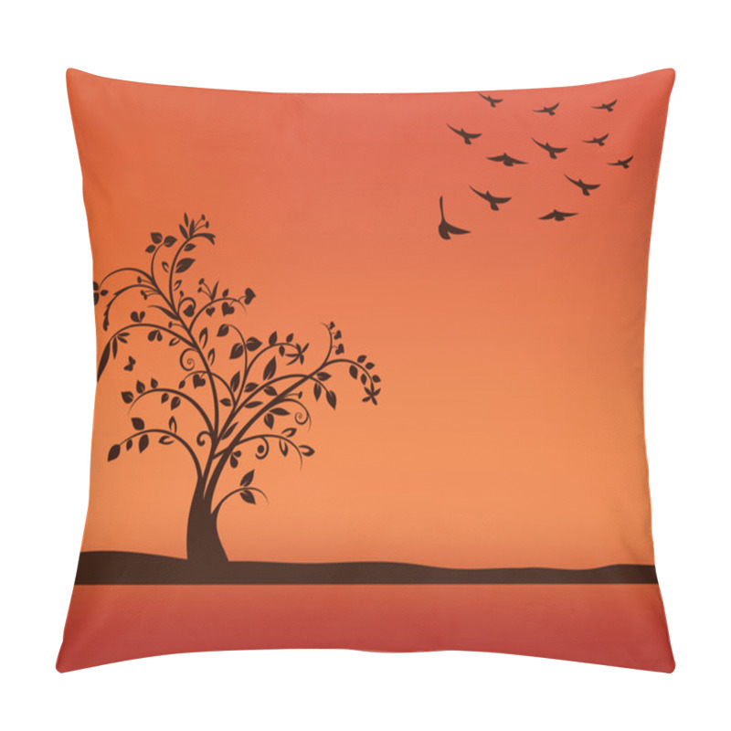 Personality  Tree In Sunset Pillow Covers