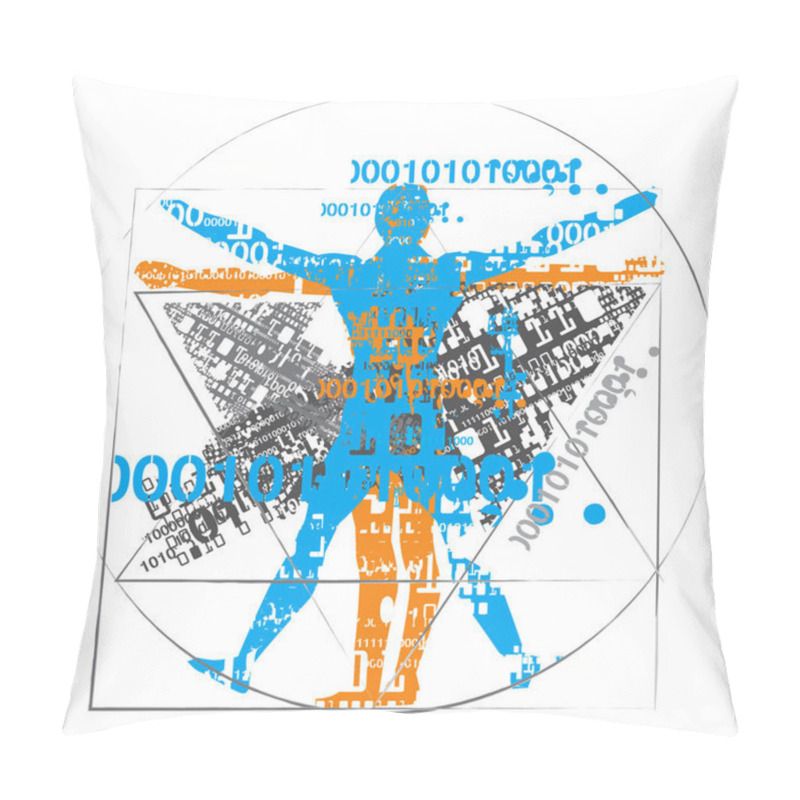 Personality  Vitruvian Man Of Digital Age. Pillow Covers