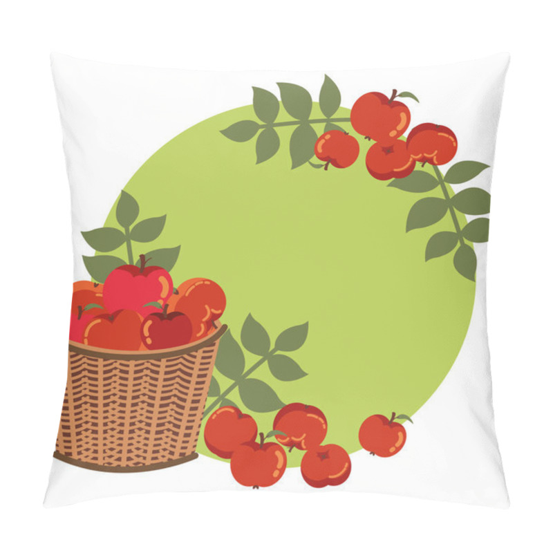 Personality  Apples Of Autumn In Basket Wicker With Leafs Decoration Pillow Covers