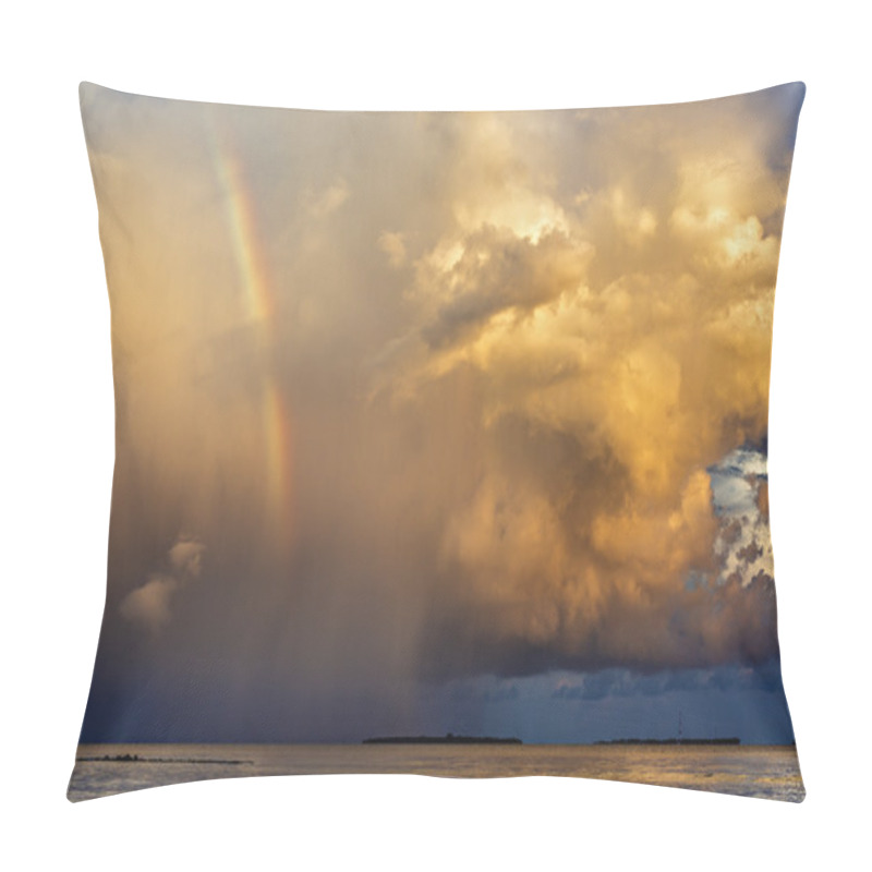 Personality  Rainbow Beautiful Seaside At The Time Of Sunset, Storm Clouds Pillow Covers