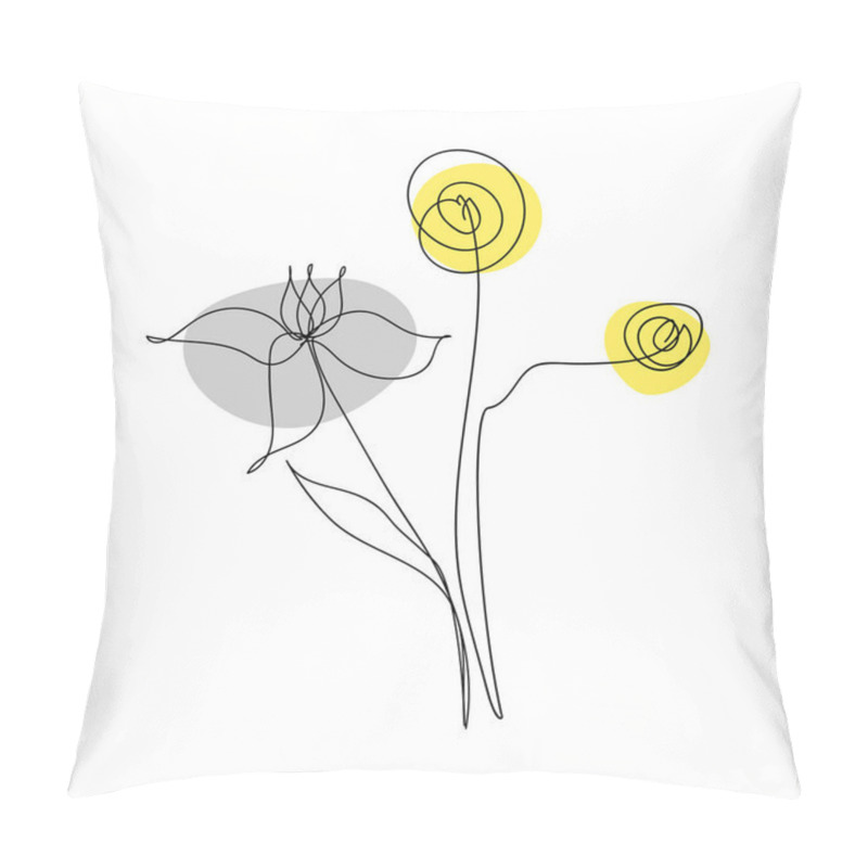 Personality  Abstract Bouquet Of Flowers In A Trendy Linear Style. Flowers One Line Drawing. Pillow Covers