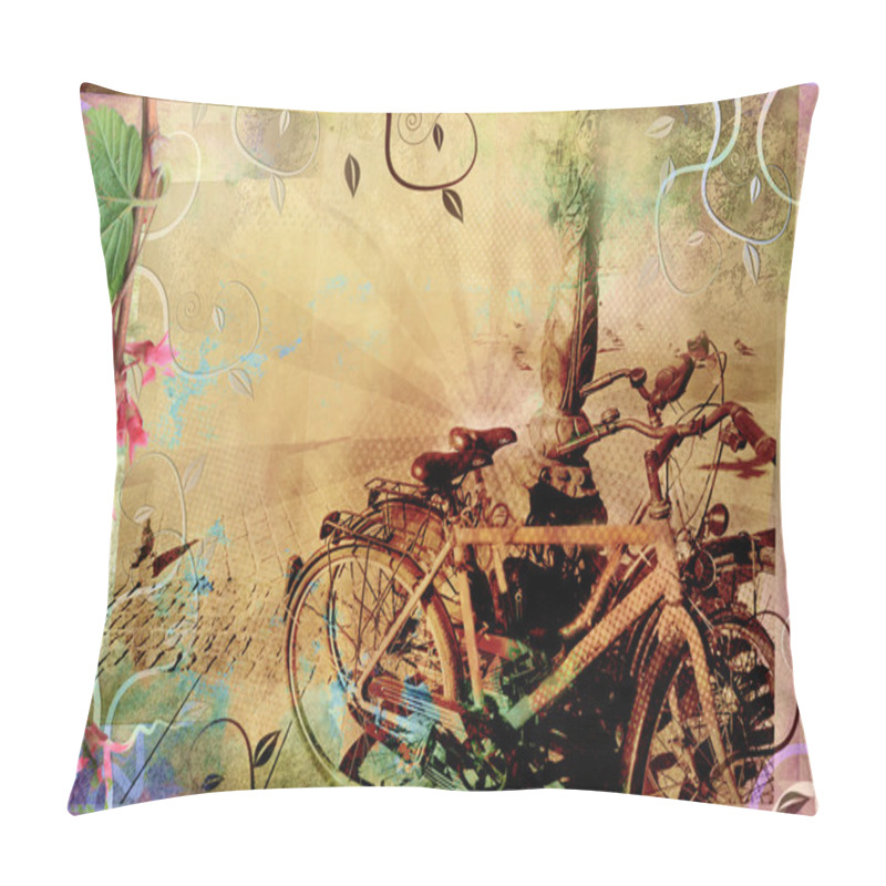 Personality  Beautiful Retro Design With Old Bikes Pillow Covers