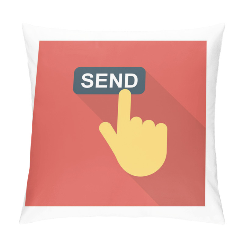 Personality  Hand With Send Symbol Flat Style Icon, Vector Illustration, Pay Concept  Pillow Covers